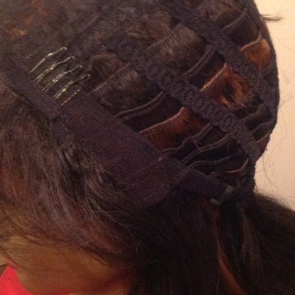 Medium Length Brown Synthetic Wig with Highlights - Picture 6 of 9